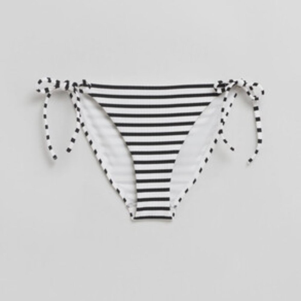 Victoria Secret Bikini String Swim Bottom White/Black Stripes Size XS